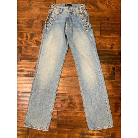 EB Denim Blue Denim Vintage Chain Boyfriend Jeans Daphne Size XS $350 NWT! - Picture 5 of 8